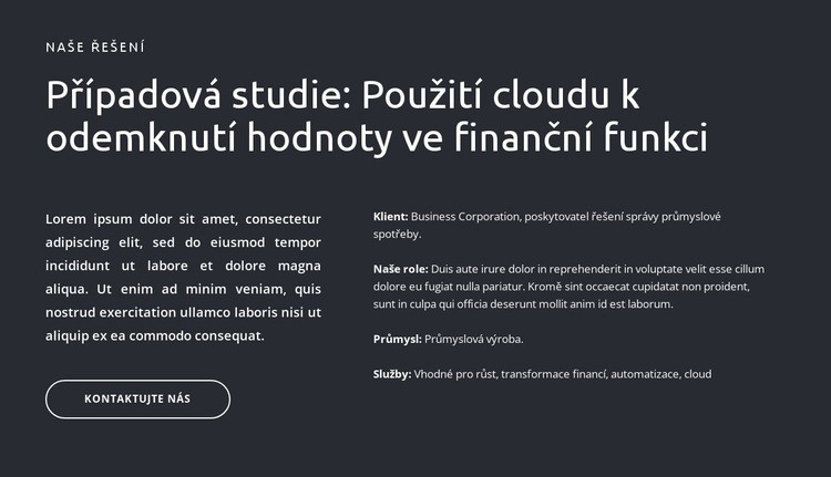 Texty a tlačítko na tmavém pozadí Šablona HTML