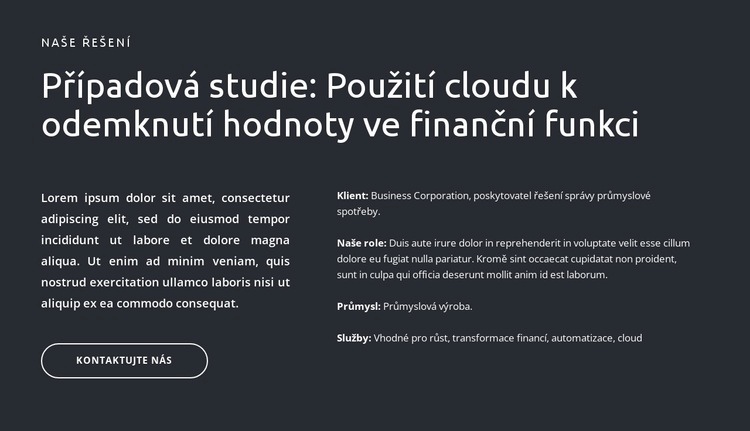 Texty a tlačítko na tmavém pozadí Téma WordPress