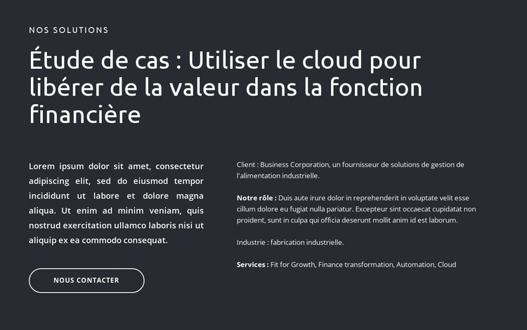 Textes et bouton sur fond sombre Modèles de constructeur de sites Web