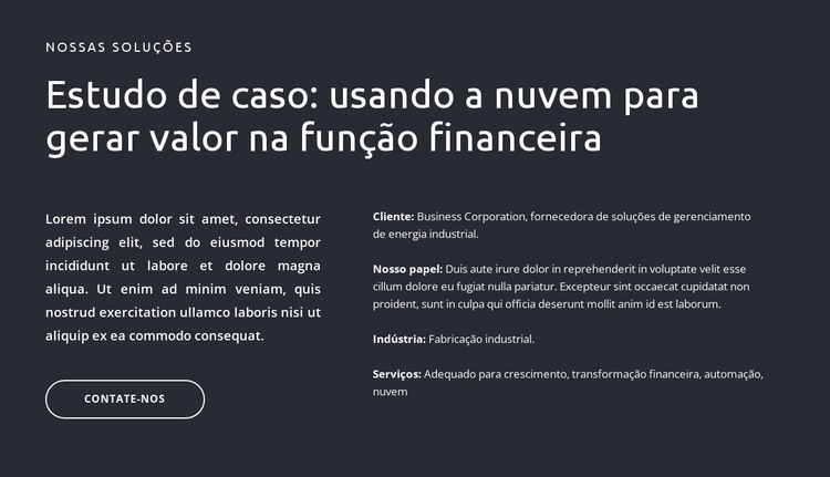 Textos e botão em fundo escuro Modelo HTML