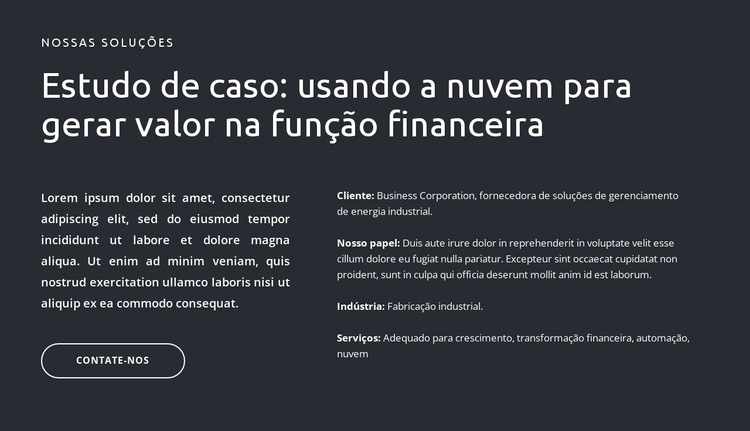 Textos e botão em fundo escuro Modelo de site