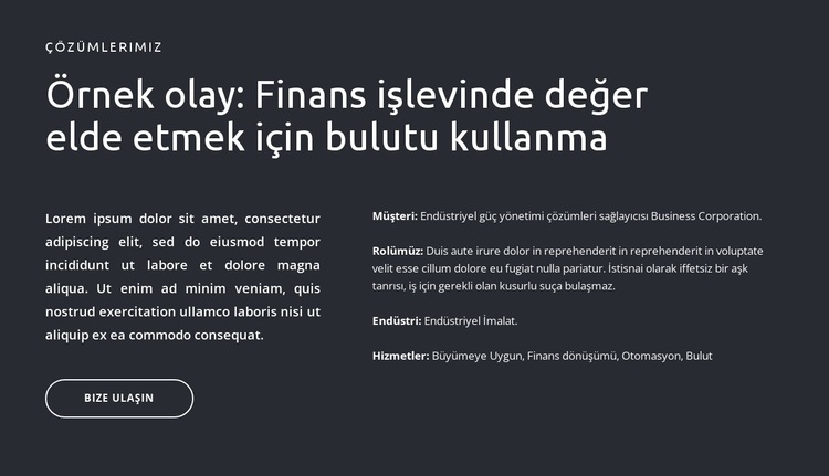 Koyu arka plandaki metinler ve düğme Web Sitesi Şablonu