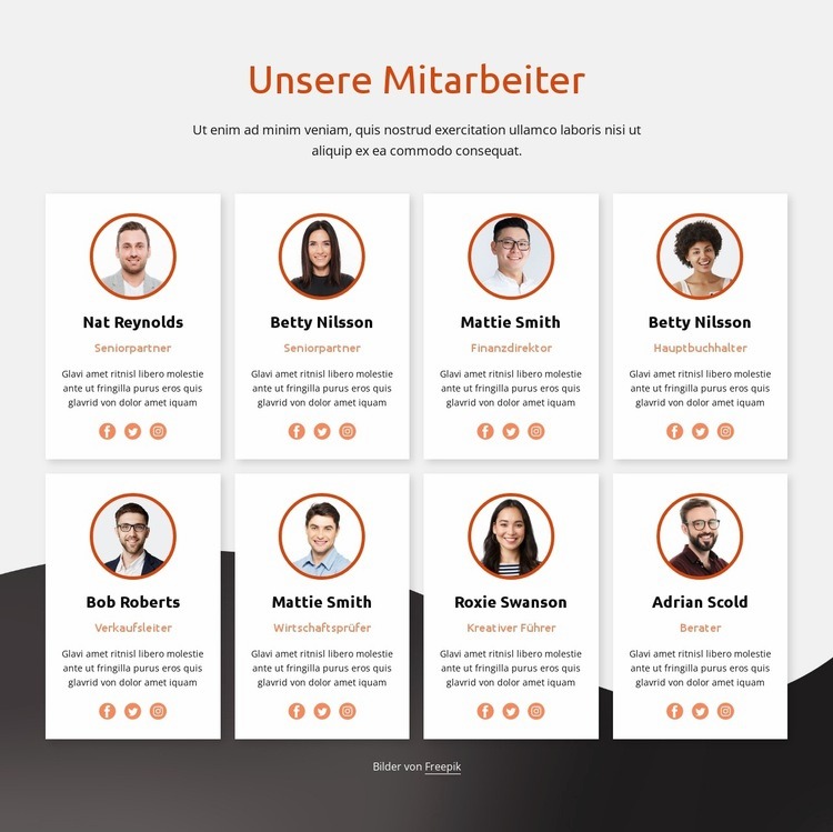 Unsere Mitarbeiter und Partner Website-Modell