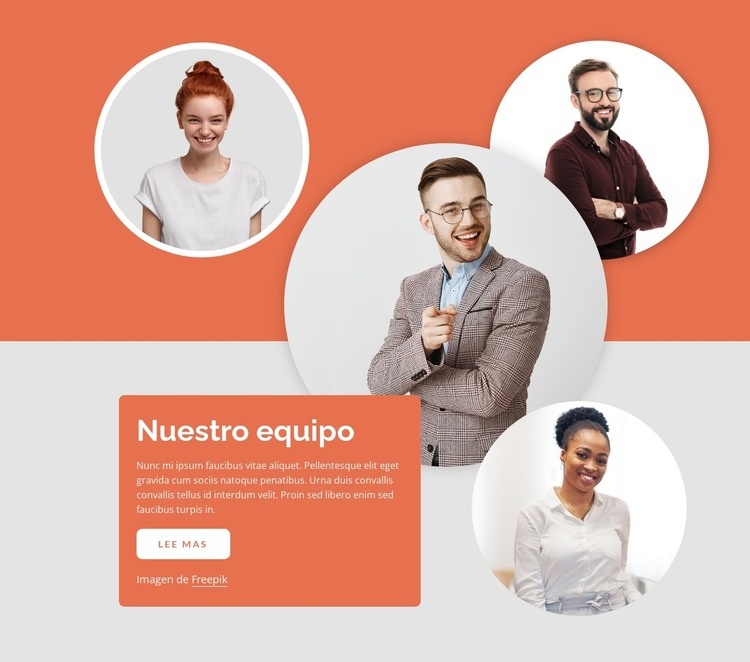 Diseño de bloque de equipo Maqueta de sitio web