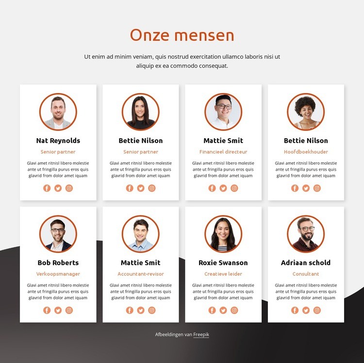 Onze mensen en partners Html Website Builder