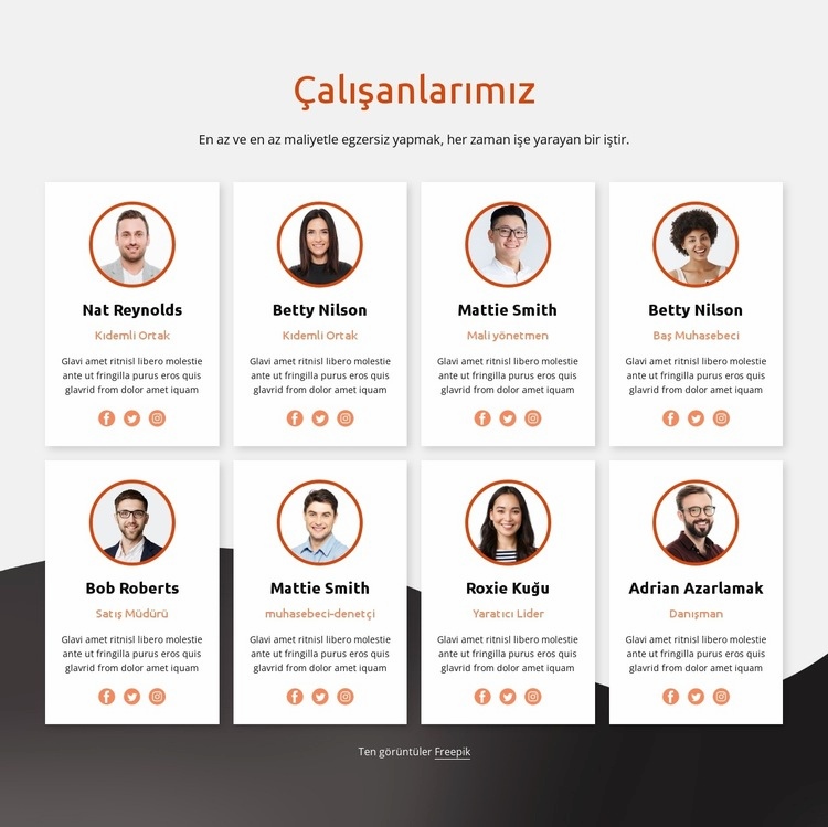 Çalışanlarımız ve ortaklarımız HTML5 Şablonu