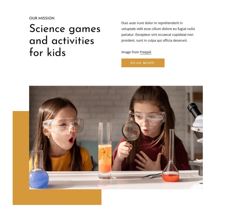Science games for kids Web Page Design