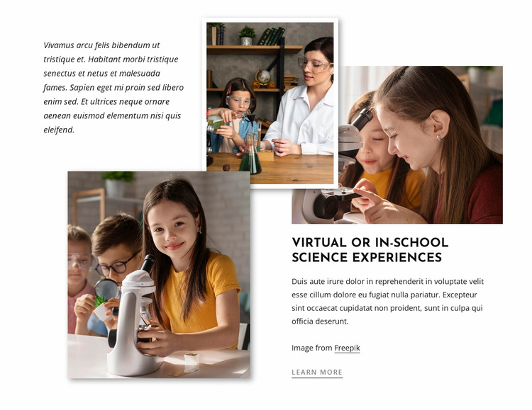 Science experiments for kids WordPress Website Builder