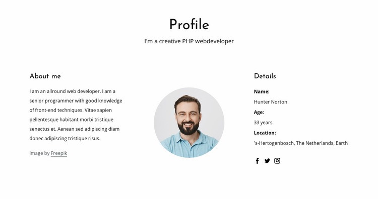 Profil práce webového vývojáře Html Website Builder