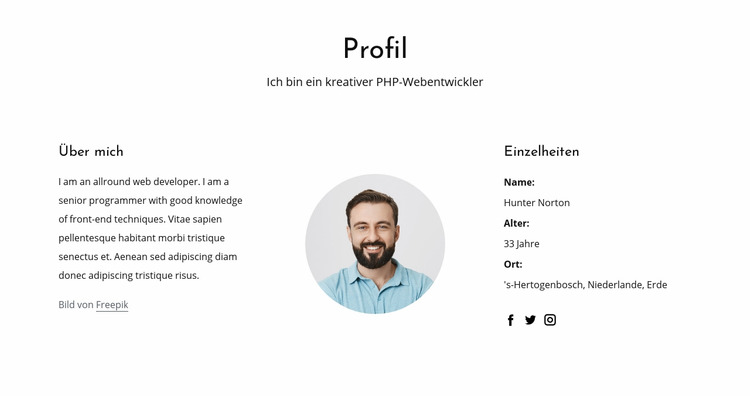 Jobprofil für Webentwickler Joomla Vorlage