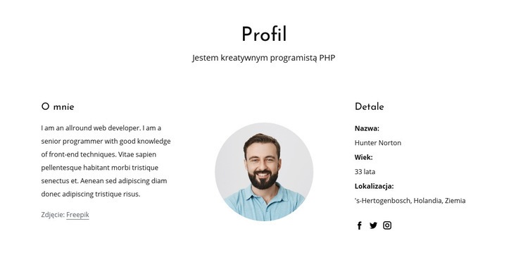 Profil pracy programisty internetowego Kreator witryn internetowych HTML