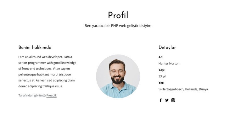 Web geliştiricisi iş profili Bir Sayfa Şablonu