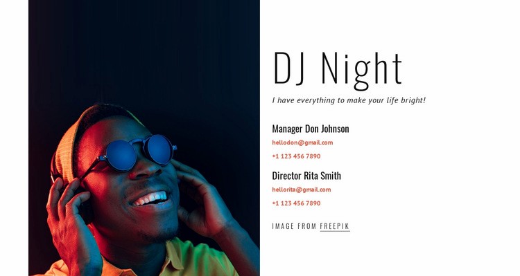 DJ contacts Homepage Design