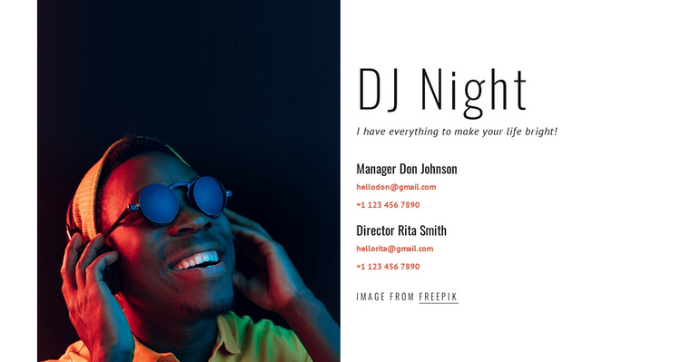 DJ contacts Joomla Page Builder