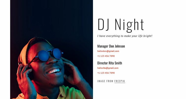 DJ contacts Web Page Design