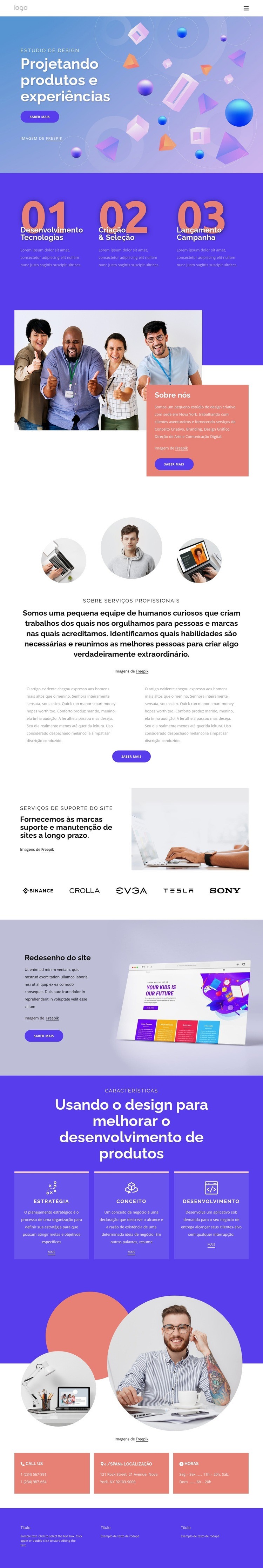 Projetando para a experiência Design do site