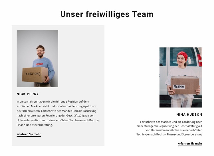 Freiwilligenteam Eine Seitenvorlage