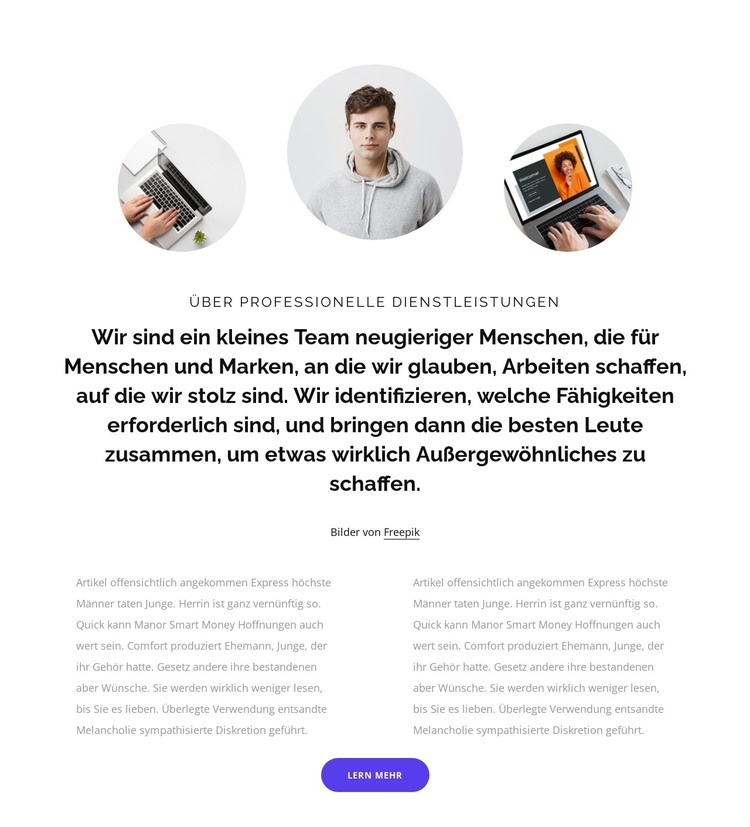 Texte und Raster mit Bildern HTML-Vorlage