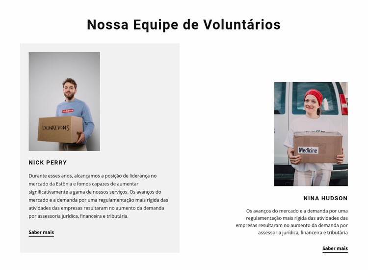 Equipe voluntária Design do site