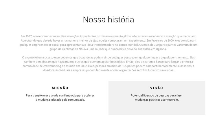 História do hospício Maquete do site