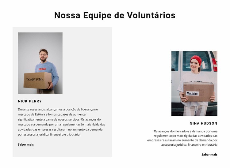 Equipe voluntária Landing Page