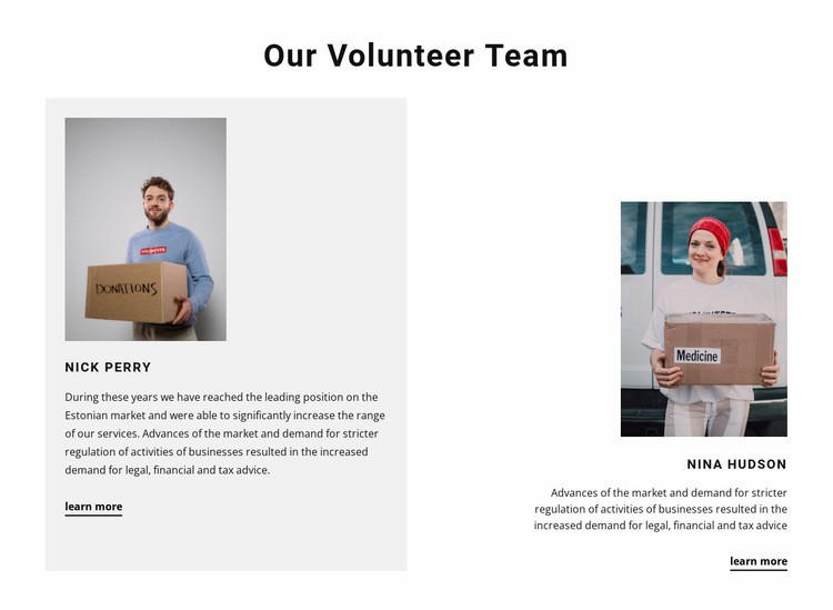 Volunteer team Web Page Design