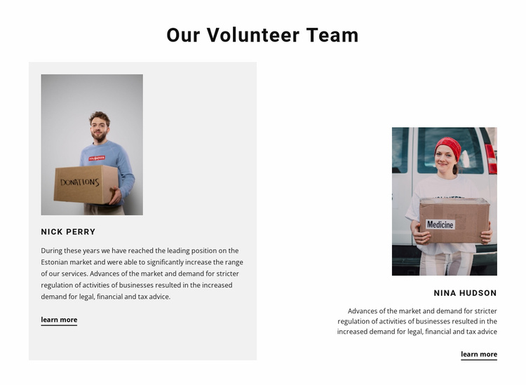 Volunteer team Landing Page