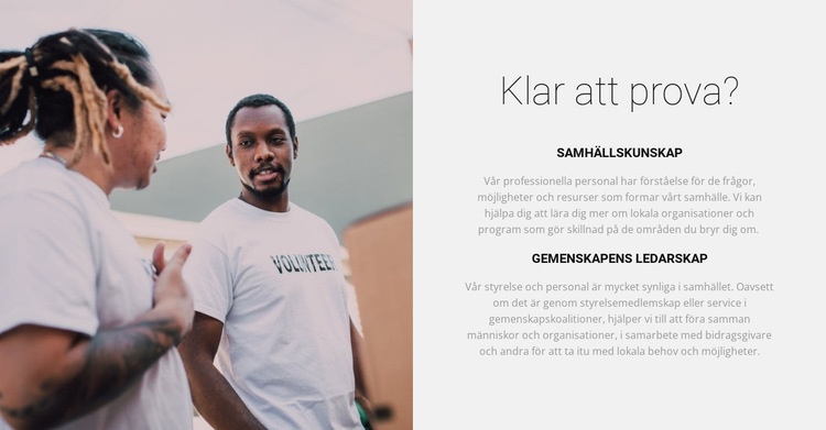 Våra volontärer hjälper till HTML-mall