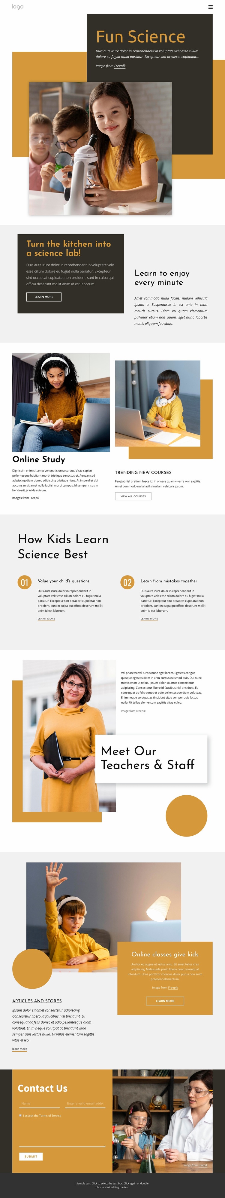 Cool science project Homepage Design