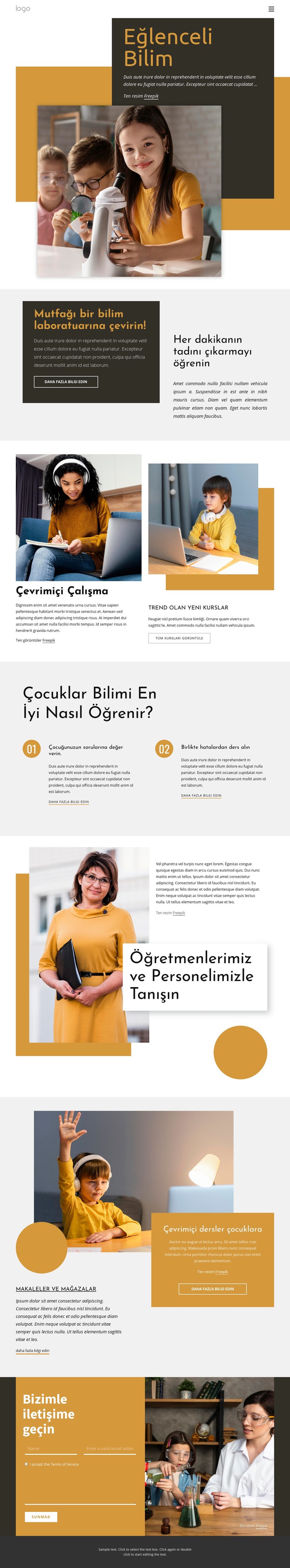 Harika bilim projesi Web Sitesi Oluşturucu Şablonları