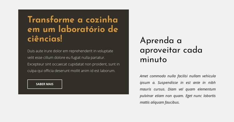 Grupo de texto na grade Tema WordPress