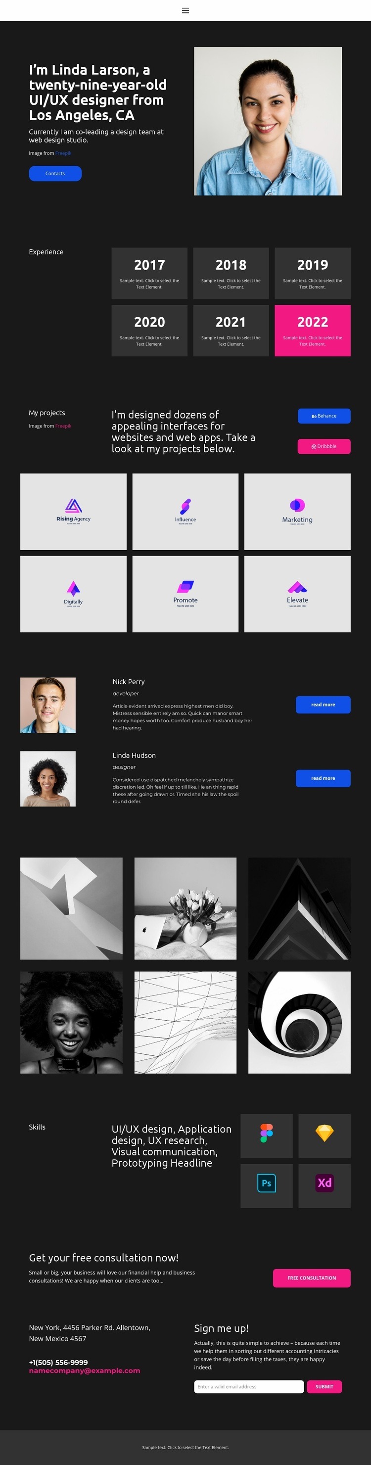 Web designer business card Homepage Design