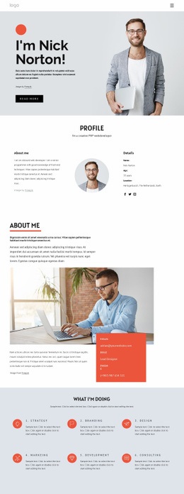 Web Developer with 8 years of experience - Html Code Example by Nicepage