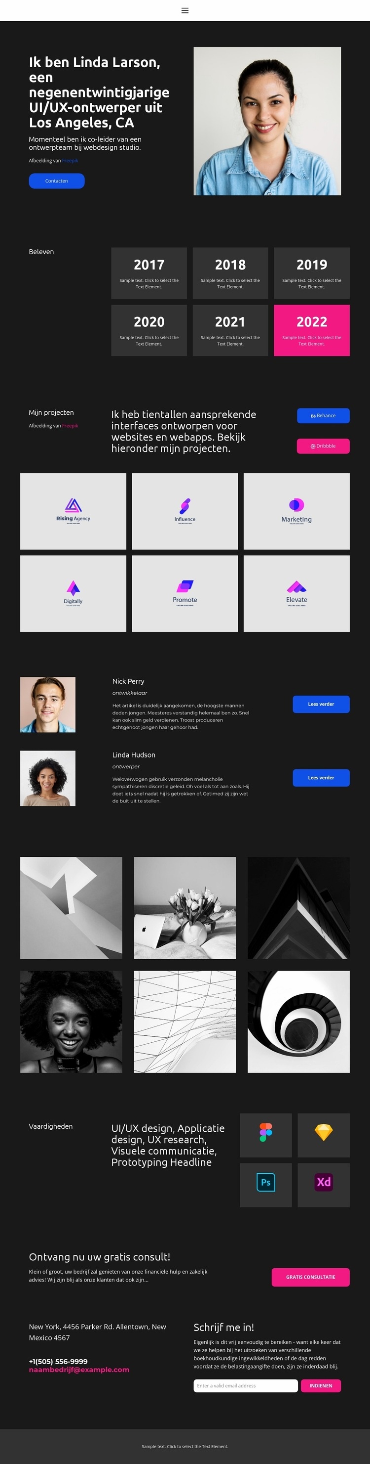 Visitekaartje voor webdesigner Sjabloon voor één pagina