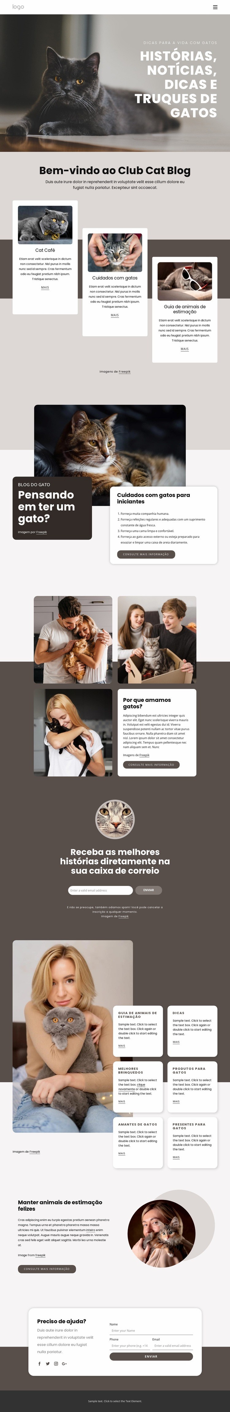 Histórias, dicas e truques de gatos Modelo HTML5
