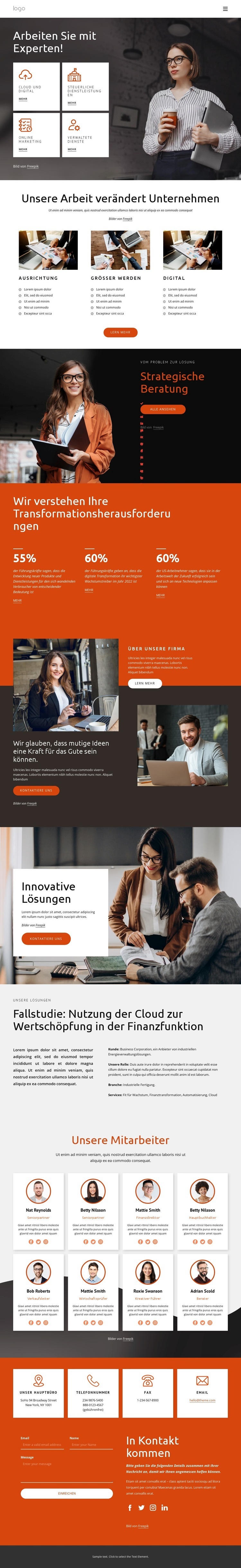 Arbeiten Sie mit Experten zusammen Landing Page