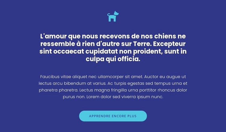 Icône, textes et bouton Créateur de site Web HTML