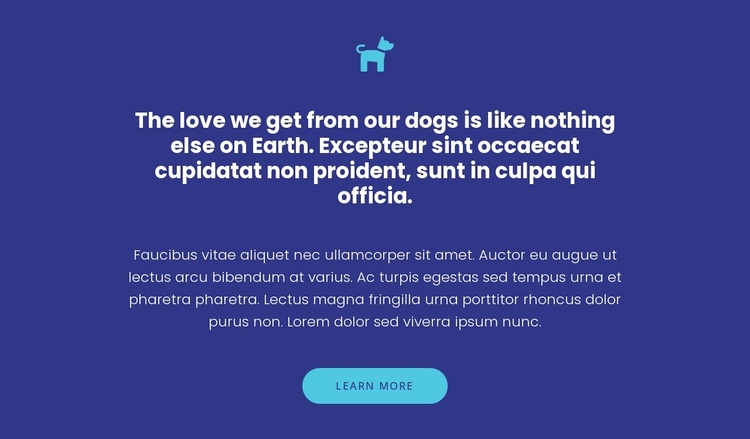 Icon, texts and button Landing Page