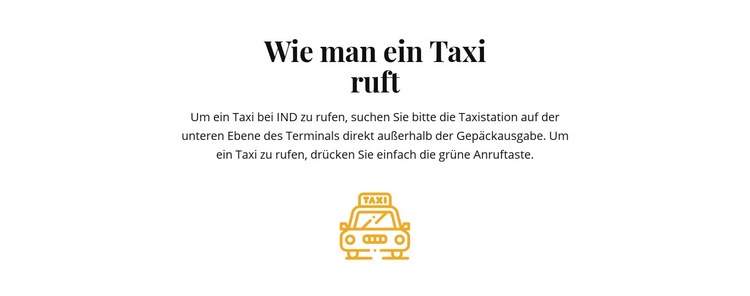 Wie man ein Taxi in die Halle bringt Website-Vorlage