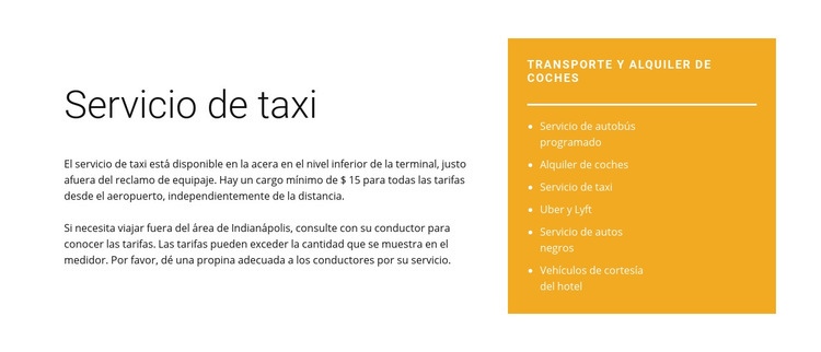 Servicio de taxi Maqueta de sitio web