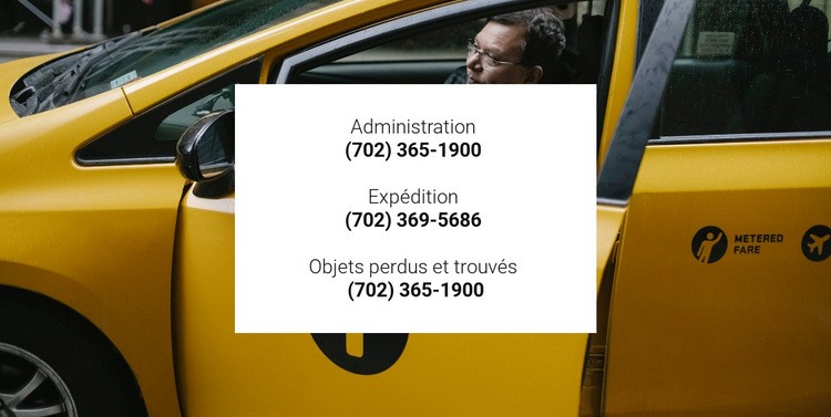 Contacts taxi Conception de site Web