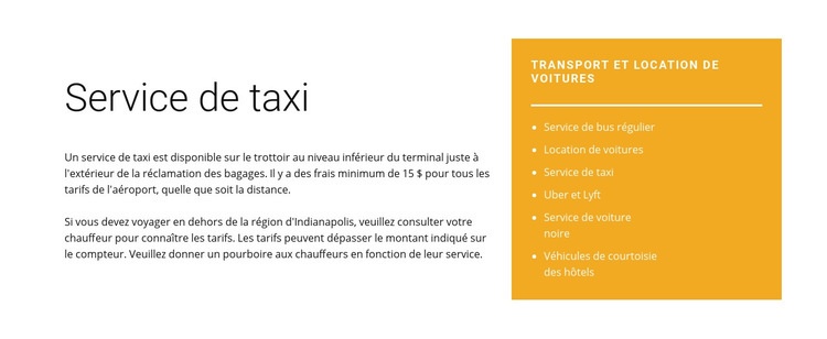 Service de taxi Maquette de site Web