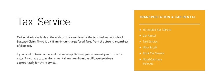 Taxi service Html Code Example