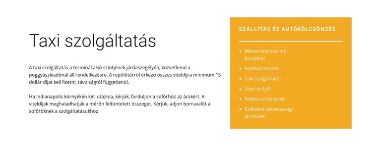 Taxi szolgáltatás HTML Sablon