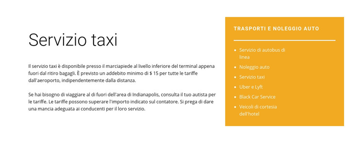 Servizio taxi Modello HTML