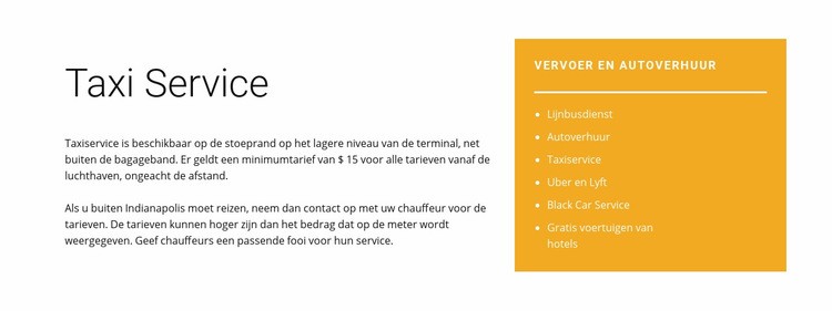 Taxi service Website Builder-sjablonen