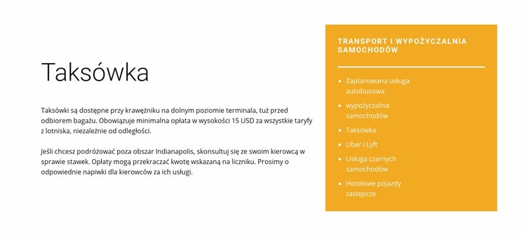 Taksówka Projekt strony internetowej