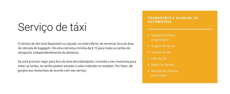 Serviço de táxi Modelo HTML5