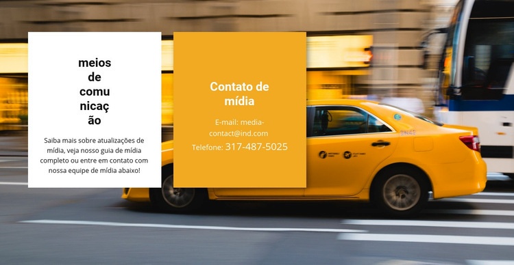 Táxi da mídia Landing Page