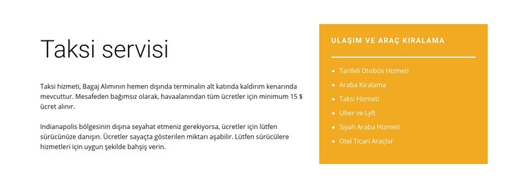 Taksi servisi Html Web Sitesi Oluşturucu